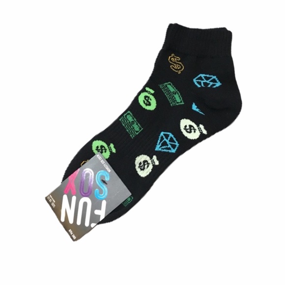 Fun Sox Money Quarter Crew Socks, Black - Picture 6 of 6